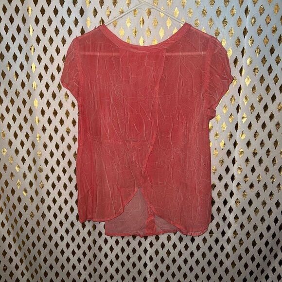 Free People We the Free Viscose Dark Coral Gauze Blouse size M Orange top - Picture 8 of 8